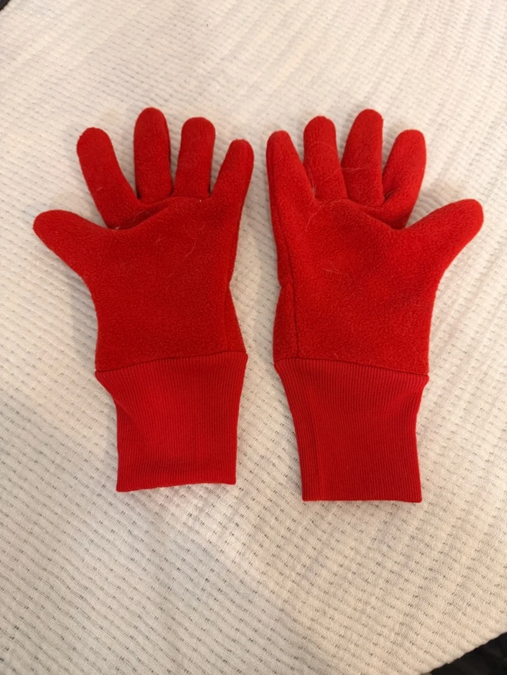 Patagonia Kids Red Fleece Mittens with Stretch Cuff